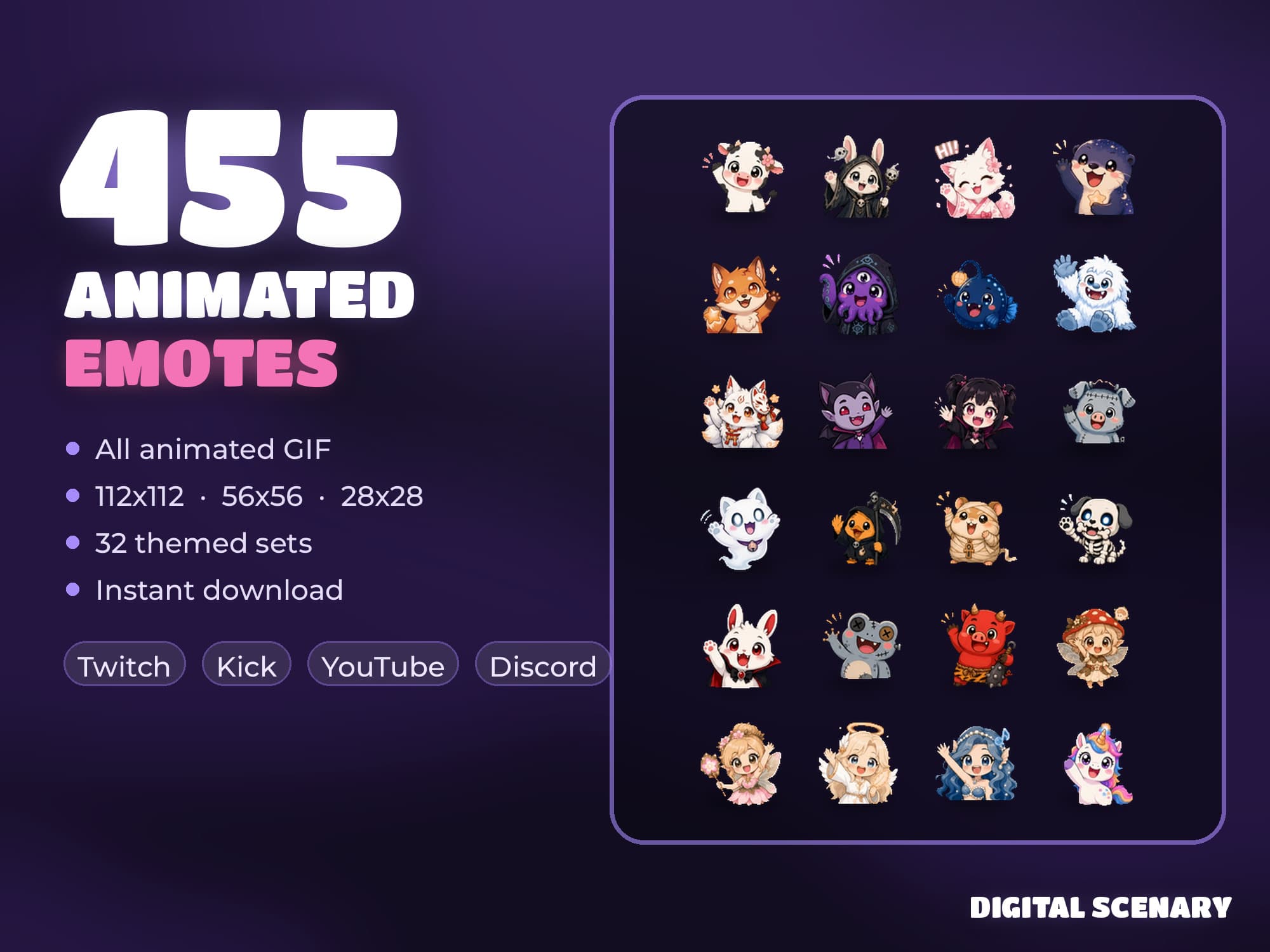 455 Animated Emote Pack for Twitch, Kick & YouTube