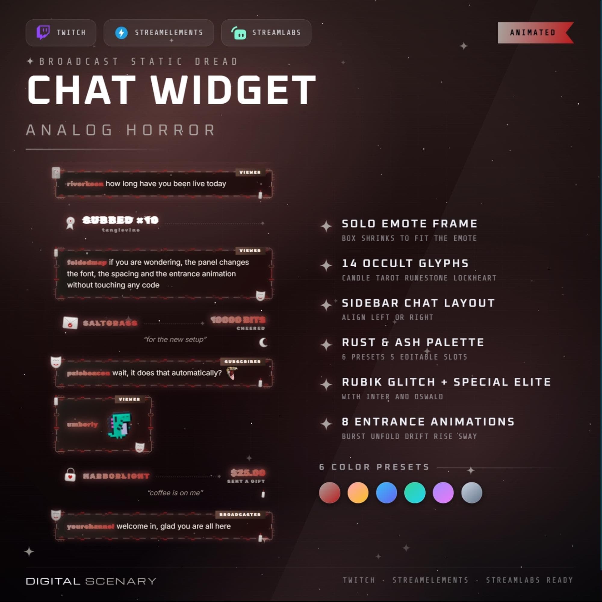 Analog Horror Twitch Chat Widget - Static Glitch Overlay