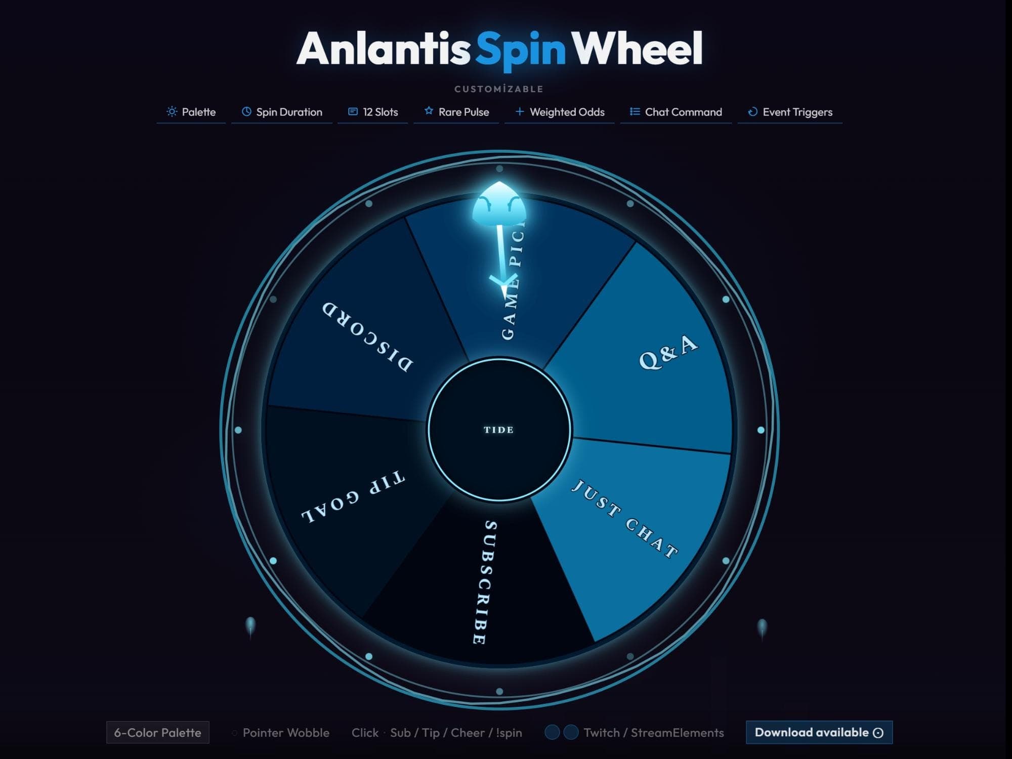 Anlantis Spin Wheel Customizable Twitch Overlay Widget