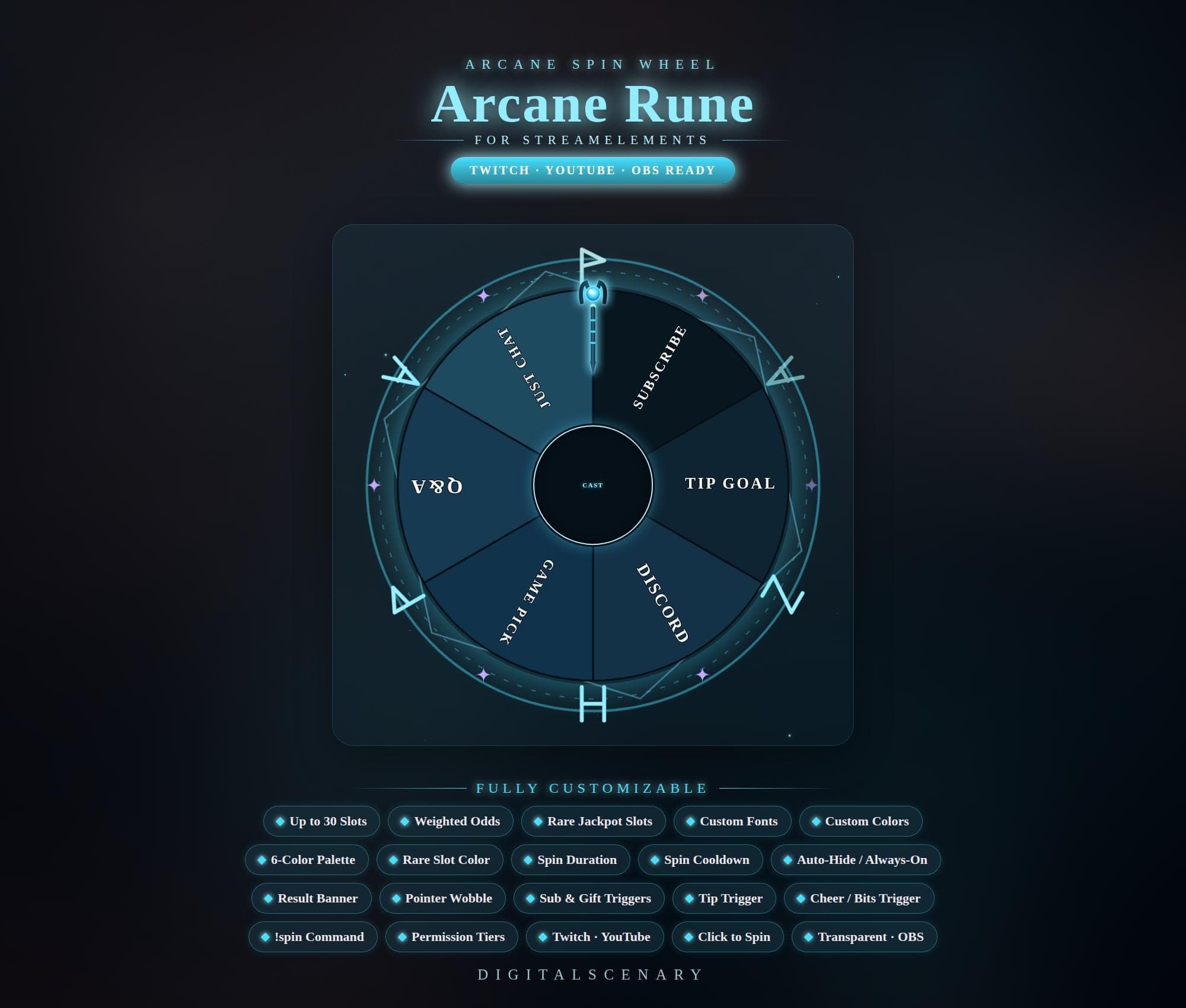 Arcane Rune Spin Wheel Overlay for Twitch & YouTube