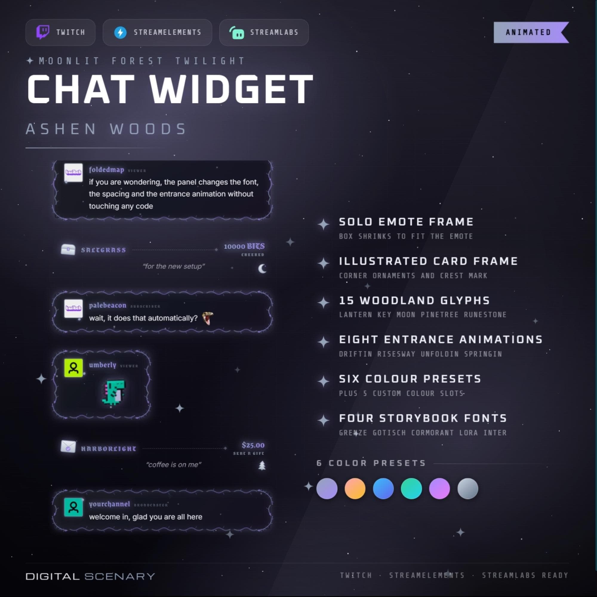 Ashen Woods Animated Bubble Chat Overlay for Twitch