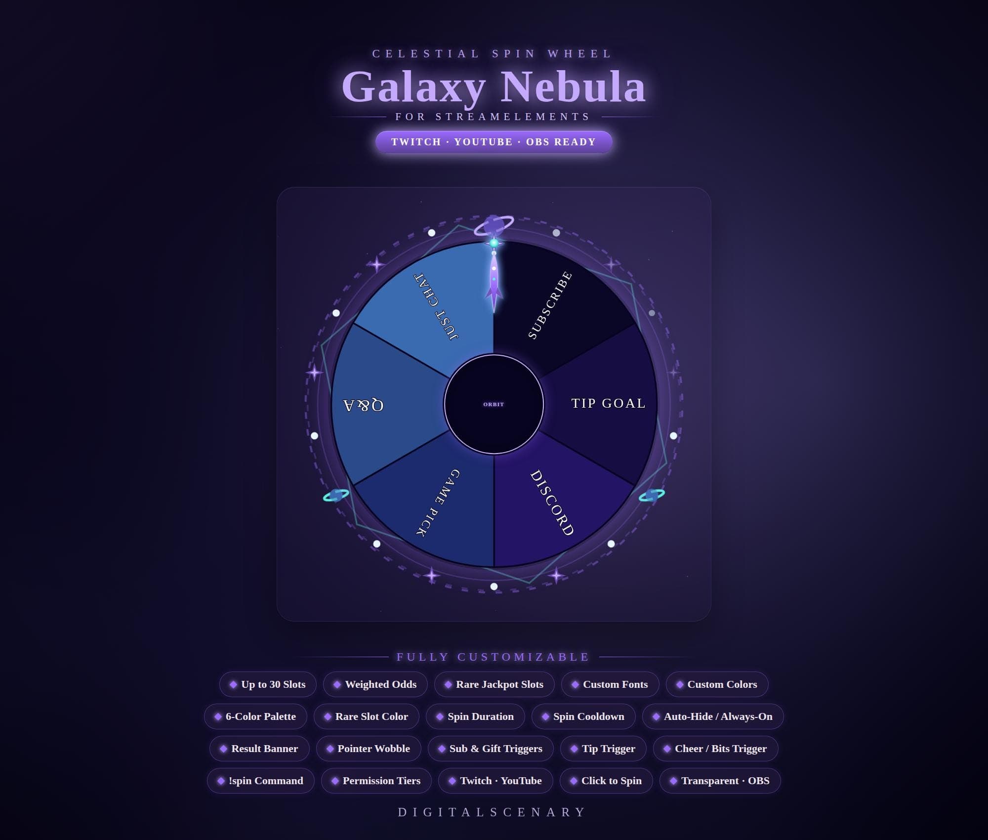 Celestial Galaxy Nebula Spin Wheel Widget for Twitch