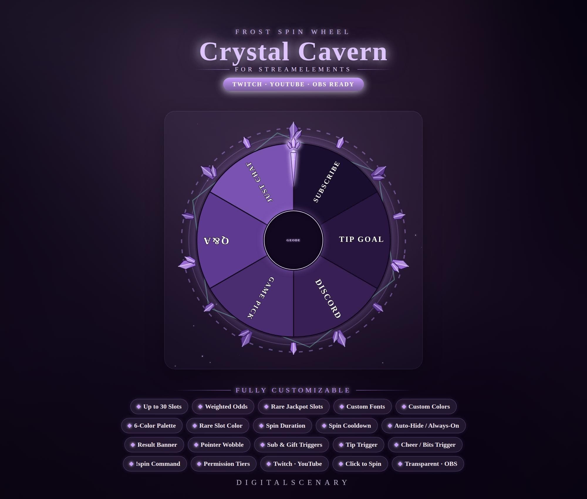 Crystal Cavern Animated Stream Wheel Overlay for Twitch