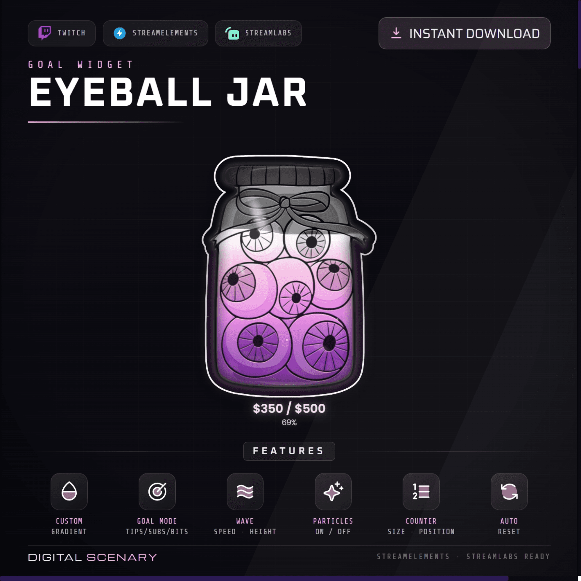 Eyeball Jar Animated Liquid Goal Widget for Twitch