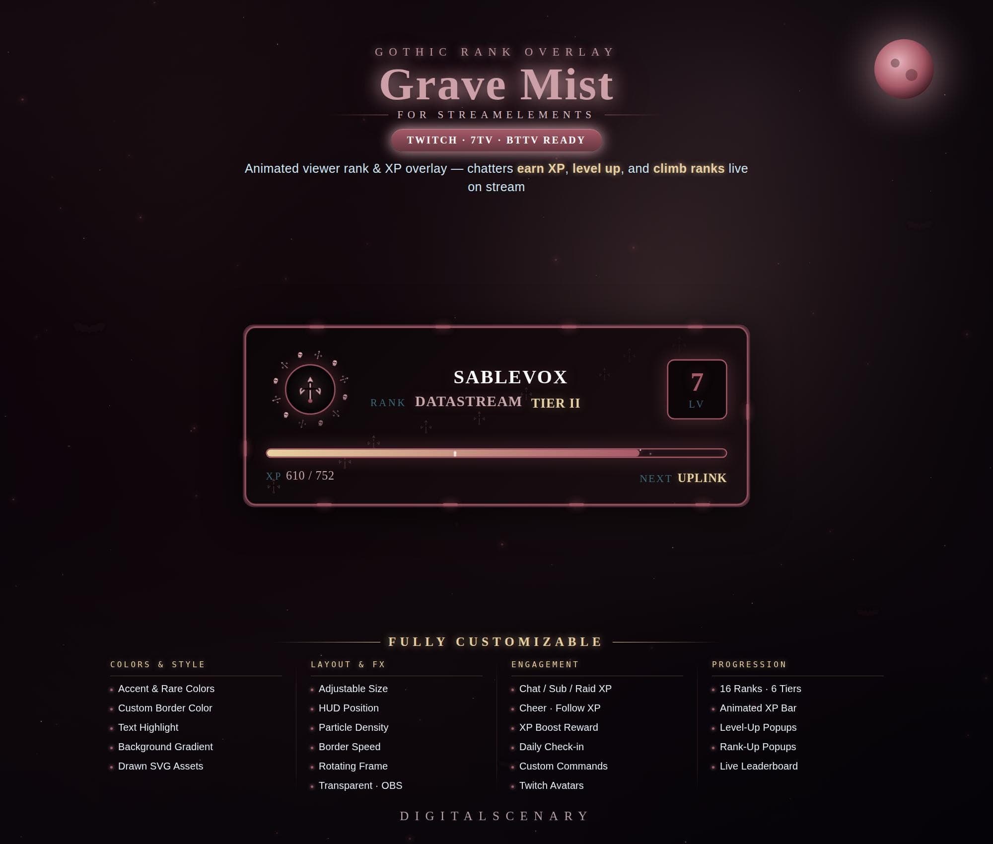 Grave Mist Animated Rank Overlay for Twitch Streams