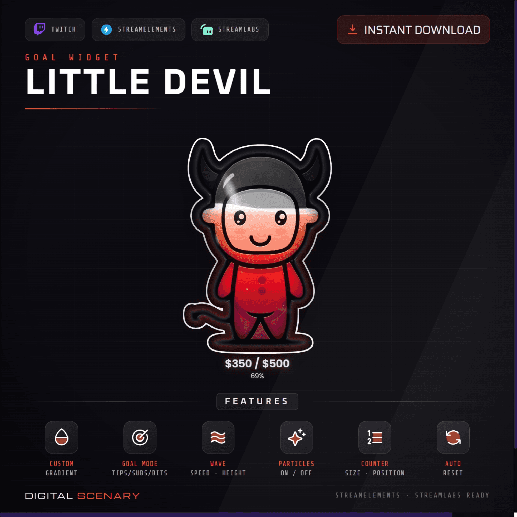 Little Devil Liquid Goal Widget for Twitch, Kick & YouTube