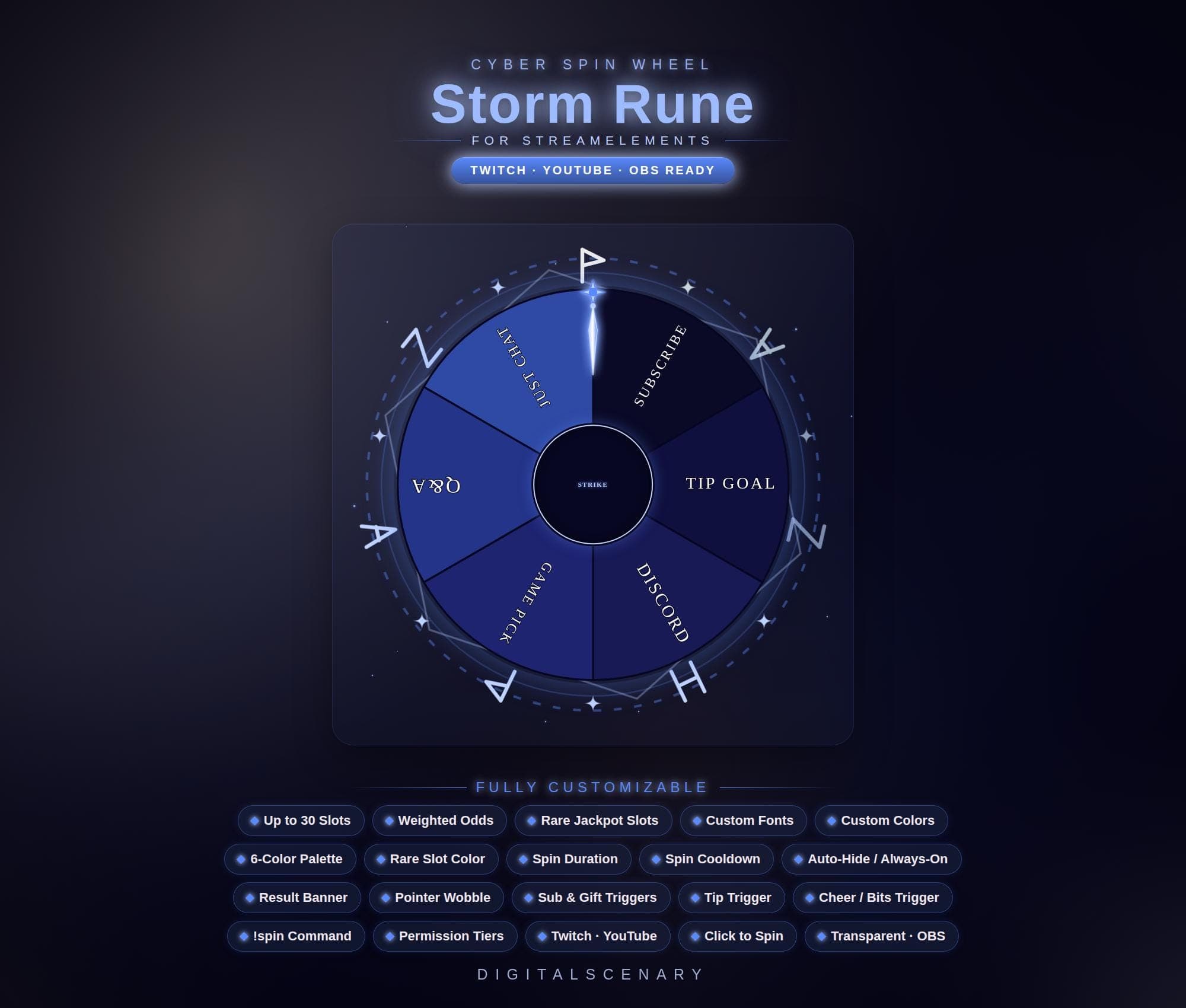 Storm Rune Cyber Spin Wheel Overlay Widget for Twitch OBS